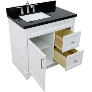 Bellaterra Home Vanity BellaTerra Home 37" Single Sink Vanity in White Finish with Black Galaxy Granite and Left door/Left Sink 400700-37L-WH-BGRL