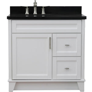Bellaterra Home Vanity BellaTerra Home 37" Single Sink Vanity in White Finish with Black Galaxy Granite and Left door/Left Sink 400700-37L-WH-BGRL