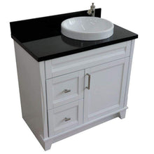 Load image into Gallery viewer, Bellaterra Home Vanity BellaTerra Home 37&quot; Single sink vanity in White finish with Black galaxy granite and LEFT round sink- RIGHT drawers 400700-37R-WH-BGRDR