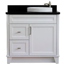 Load image into Gallery viewer, Bellaterra Home Vanity BellaTerra Home 37&quot; Single sink vanity in White finish with Black galaxy granite and LEFT round sink- RIGHT drawers 400700-37R-WH-BGRDR