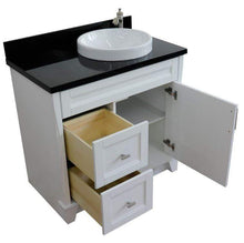 Load image into Gallery viewer, Bellaterra Home Vanity BellaTerra Home 37&quot; Single sink vanity in White finish with Black galaxy granite and LEFT round sink- RIGHT drawers 400700-37R-WH-BGRDR