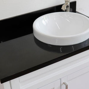 Bellaterra Home Vanity BellaTerra Home 37" Single sink vanity in White finish with Black galaxy granite and LEFT round sink- RIGHT drawers 400700-37R-WH-BGRDR