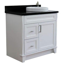 Load image into Gallery viewer, BellaTerra Home 37&quot; Single Sink Vanity In White Finish With Black Galaxy Granite And Left Round Sink Right Drawers - Sinks and Vanities