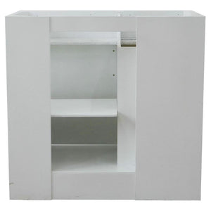 Bellaterra Home Vanity BellaTerra Home 37" Single sink vanity in White finish with Black galaxy granite and LEFT round sink- RIGHT drawers 400700-37R-WH-BGRDR