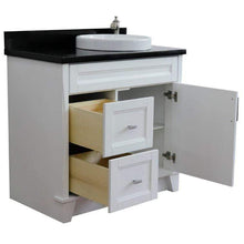 Load image into Gallery viewer, Bellaterra Home Vanity BellaTerra Home 37&quot; Single sink vanity in White finish with Black galaxy granite and LEFT round sink- RIGHT drawers 400700-37R-WH-BGRDR
