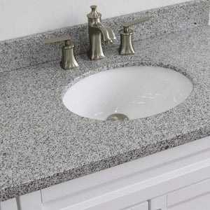 Bellaterra Home Vanity BellaTerra Home 37" Single sink vanity in White finish with Gray granite and CENTER oval sink- RIGHT drawers 400700-37R-WH-GYOC