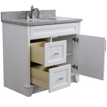 Load image into Gallery viewer, Bellaterra Home Vanity BellaTerra Home 37&quot; Single sink vanity in White finish with Gray granite and CENTER oval sink- RIGHT drawers 400700-37R-WH-GYOC