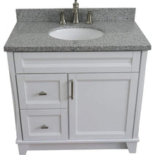Load image into Gallery viewer, Bellaterra Home Vanity BellaTerra Home 37&quot; Single sink vanity in White finish with Gray granite and CENTER oval sink- RIGHT drawers 400700-37R-WH-GYOC