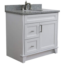 Load image into Gallery viewer, Bellaterra Home Vanity BellaTerra Home 37&quot; Single sink vanity in White finish with Gray granite and CENTER oval sink- RIGHT drawers 400700-37R-WH-GYOC