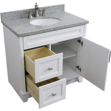 Load image into Gallery viewer, Bellaterra Home Vanity BellaTerra Home 37&quot; Single sink vanity in White finish with Gray granite and CENTER oval sink- RIGHT drawers 400700-37R-WH-GYOC