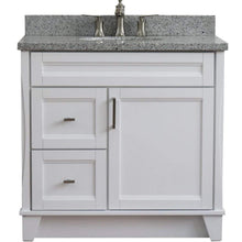 Load image into Gallery viewer, Bellaterra Home Vanity BellaTerra Home 37&quot; Single sink vanity in White finish with Gray granite and CENTER oval sink- RIGHT drawers 400700-37R-WH-GYOC