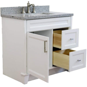 Bellaterra Home Vanity BellaTerra Home 37" Single Sink Vanity in White Finish with Gray Granite and Left Door/Center Sink 400700-37L-WH-GYRC