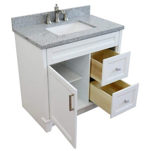 Bellaterra Home Vanity BellaTerra Home 37" Single Sink Vanity in White Finish with Gray Granite and Left Door/Center Sink 400700-37L-WH-GYRC