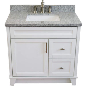 Bellaterra Home Vanity BellaTerra Home 37" Single Sink Vanity in White Finish with Gray Granite and Left Door/Center Sink 400700-37L-WH-GYRC
