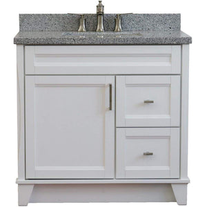 Bellaterra Home Vanity BellaTerra Home 37" Single Sink Vanity in White Finish with Gray Granite and Left Door/Center Sink 400700-37L-WH-GYRC