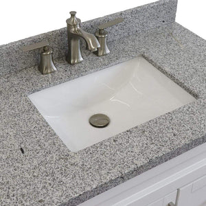 Bellaterra Home Vanity BellaTerra Home 37" Single Sink Vanity in White Finish with Gray Granite and Left Door/Center Sink 400700-37L-WH-GYRC
