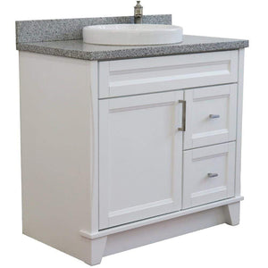 Bellaterra Home Vanity BellaTerra Home 37" Single Sink Vanity in White Finish with Gray Granite and Left Door/Round Center Sink 400700-37L-WH-GYRDC
