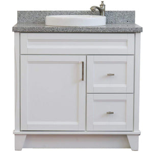 Bellaterra Home Vanity BellaTerra Home 37" Single Sink Vanity in White Finish with Gray Granite and Left Door/Round Center Sink 400700-37L-WH-GYRDC