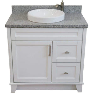 Bellaterra Home Vanity BellaTerra Home 37" Single Sink Vanity in White Finish with Gray Granite and Left Door/Round Center Sink 400700-37L-WH-GYRDC