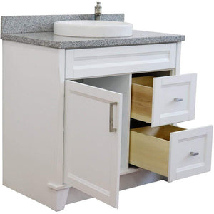 Bellaterra Home Vanity BellaTerra Home 37" Single Sink Vanity in White Finish with Gray Granite and Left Door/Round Center Sink 400700-37L-WH-GYRDC