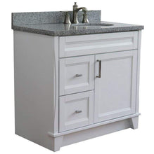 Load image into Gallery viewer, Bellaterra Home Vanity BellaTerra Home 37&quot; Single sink vanity in White finish with Gray granite and LEFT oval sink- RIGHT drawers 400700-37R-WH-GYOR