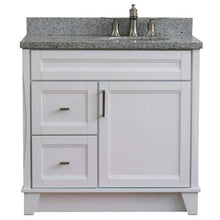 Load image into Gallery viewer, Bellaterra Home Vanity BellaTerra Home 37&quot; Single sink vanity in White finish with Gray granite and LEFT oval sink- RIGHT drawers 400700-37R-WH-GYOR
