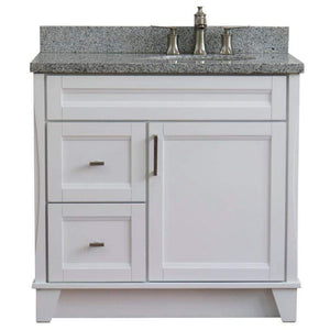 Bellaterra Home Vanity BellaTerra Home 37" Single sink vanity in White finish with Gray granite and LEFT oval sink- RIGHT drawers 400700-37R-WH-GYOR