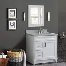 Load image into Gallery viewer, 37 Inch Single Sink Vanity In White Finish With Gray Granite And Left Oval Sink Right Drawers - Sinks and Vanities