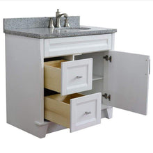 Load image into Gallery viewer, Bellaterra Home Vanity BellaTerra Home 37&quot; Single sink vanity in White finish with Gray granite and LEFT oval sink- RIGHT drawers 400700-37R-WH-GYOR