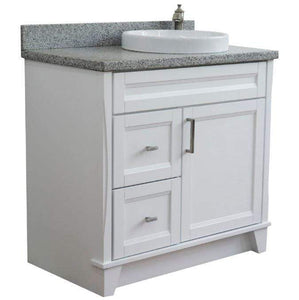 Bellaterra Home Vanity BellaTerra Home 37" Single sink vanity in White finish with Gray granite and LEFT round sink- RIGHT drawers 400700-37R-WH-GYRDR