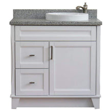 Load image into Gallery viewer, Bellaterra Home Vanity BellaTerra Home 37&quot; Single sink vanity in White finish with Gray granite and LEFT round sink- RIGHT drawers 400700-37R-WH-GYRDR