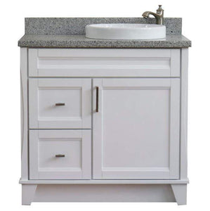 Bellaterra Home Vanity BellaTerra Home 37" Single sink vanity in White finish with Gray granite and LEFT round sink- RIGHT drawers 400700-37R-WH-GYRDR