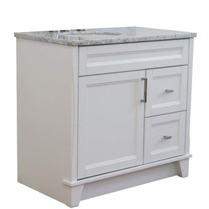 Bellaterra Home Vanity BellaTerra Home 37" Single sink vanity in White finish with White carrara marble and Left door/Left sink 400700-37L-WH-WMOL