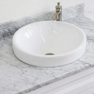 Bellaterra Home Vanity BellaTerra Home 37" Single sink vanity in White Finish with White Carrara Marble and Left Door/Round Center Sink 400700-37L-WH-WMRDC