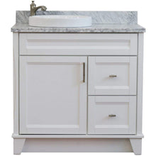 Load image into Gallery viewer, Bellaterra Home Vanity BellaTerra Home 37&quot; Single Sink Vanity in White Finish with White Carrara Marble and Left Door/Round Left Sink 400700-37L-WH-WMRDL