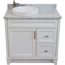 Load image into Gallery viewer, Bellaterra Home Vanity BellaTerra Home 37&quot; Single Sink Vanity in White Finish with White Carrara Marble and Left Door/Round Left Sink 400700-37L-WH-WMRDL
