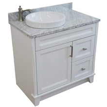 Load image into Gallery viewer, Bellaterra Home Vanity BellaTerra Home 37&quot; Single Sink Vanity in White Finish with White Carrara Marble and Left Door/Round Left Sink 400700-37L-WH-WMRDL