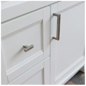 Bellaterra Home Vanity BellaTerra Home 37" Single sink vanity in White finish with White carrara marble and LEFT rectangle sink- RIGHT drawers 400700-37R-WH-WMRR