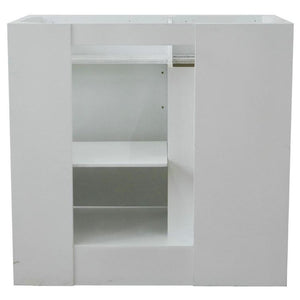 Bellaterra Home Vanity BellaTerra Home 37" Single sink vanity in White finish with White carrara marble and LEFT rectangle sink- RIGHT drawers 400700-37R-WH-WMRR