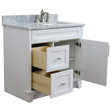 Load image into Gallery viewer, Bellaterra Home Vanity BellaTerra Home 37&quot; Single sink vanity in White finish with White carrara marble and LEFT rectangle sink- RIGHT drawers 400700-37R-WH-WMRR