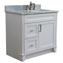 Load image into Gallery viewer, Bellaterra Home Vanity BellaTerra Home 37&quot; Single sink vanity in White finish with White carrara marble and LEFT rectangle sink- RIGHT drawers 400700-37R-WH-WMRR