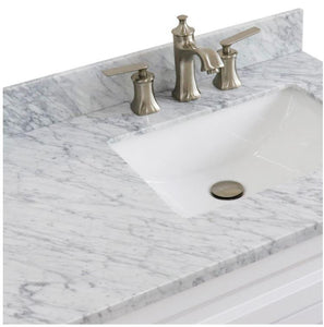 Bellaterra Home Vanity BellaTerra Home 37" Single sink vanity in White finish with White carrara marble and LEFT rectangle sink- RIGHT drawers 400700-37R-WH-WMRR