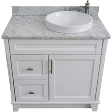 Load image into Gallery viewer, Bellaterra Home Vanity BellaTerra Home 37&quot; Single sink vanity in White finish with White carrara marble and LEFT round sink- RIGHT drawers 400700-37R-WH-WMRDR