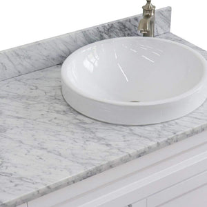 Bellaterra Home Vanity BellaTerra Home 37" Single sink vanity in White finish with White carrara marble and LEFT round sink- RIGHT drawers 400700-37R-WH-WMRDR