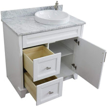 Load image into Gallery viewer, Bellaterra Home Vanity BellaTerra Home 37&quot; Single sink vanity in White finish with White carrara marble and LEFT round sink- RIGHT drawers 400700-37R-WH-WMRDR