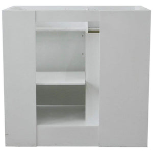 Bellaterra Home Vanity BellaTerra Home 37" Single sink vanity in White finish with White carrara marble and LEFT round sink- RIGHT drawers 400700-37R-WH-WMRDR
