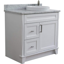 Load image into Gallery viewer, Bellaterra Home Vanity BellaTerra Home 37&quot; Single sink vanity in White finish with White carrara marble and LEFT round sink- RIGHT drawers 400700-37R-WH-WMRDR