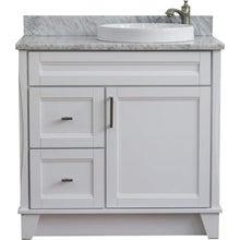 Load image into Gallery viewer, Bellaterra Home Vanity BellaTerra Home 37&quot; Single sink vanity in White finish with White carrara marble and LEFT round sink- RIGHT drawers 400700-37R-WH-WMRDR