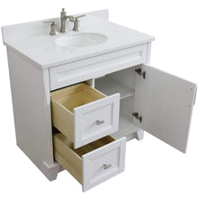 Load image into Gallery viewer, Bellaterra Home Vanity BellaTerra Home 37&quot; Single sink vanity in White finish with White quartz and CENTER oval sink- RIGHT drawers 400700-37R-WH-WEOC