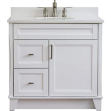 Load image into Gallery viewer, Bellaterra Home Vanity BellaTerra Home 37&quot; Single sink vanity in White finish with White quartz and CENTER oval sink- RIGHT drawers 400700-37R-WH-WEOC